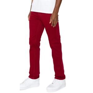 Victorious Mens Premium Slim Fit Jeans 42x32 Crimson Red Vintage Streetwear
